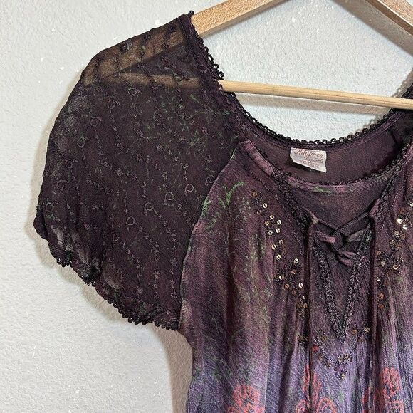 Advance Apparel Tunic Top OS Fairy Renaissance Boho Festival Mesh Lace - Picture 4 of 6